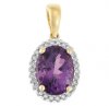 9ct - Cluster Pendant with Diamond and Amethyst PO1AM