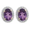 9ct - Cluster Earring with Diamond and Amethyst