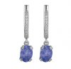 18ct - Oval Tanzanite With French Cut Setting Earrings ETZ36