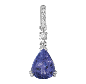 18ct - Pear Shape Tanzanite With French Cut Setting Pendant PTZ35