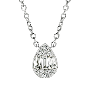 18ct - Illusion Pear Set Pendant and chain NLPE