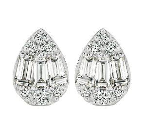 18ct - Illusion Pear Set  Earrings