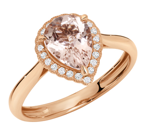 Morganite Rose Gold Pear Shaped Ring - RPEMO- 9ct